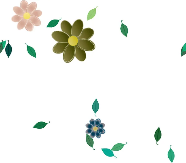 Fleurs Abstraites Avec Des Feuilles Motif Sans Couture Illustration Vectorielle — Image vectorielle