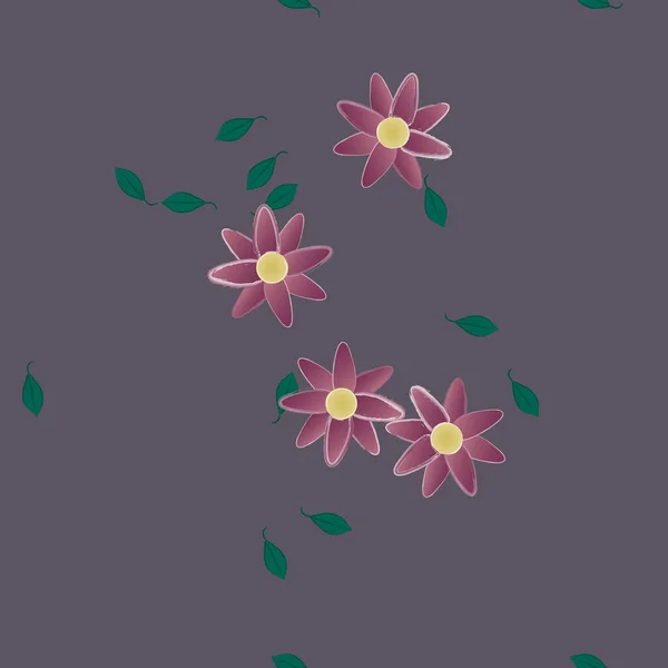 Fleurs Simples Avec Des Feuilles Vertes Composition Libre Illustration Vectorielle — Image vectorielle