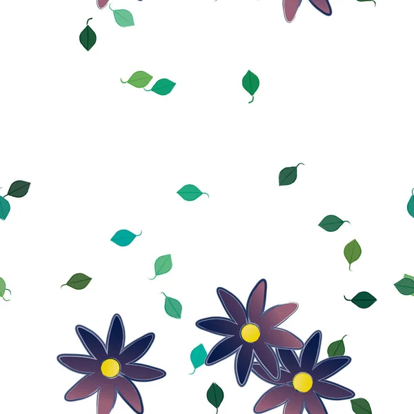 Flores Abstractas Con Hojas Patrón Sin Costura Ilustración Vectorial — Vector de stock