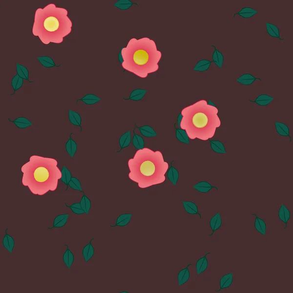 Flores Colores Hojas Fondo — Vector de stock