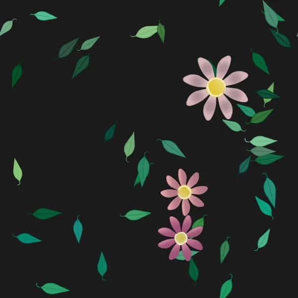 Flores Colores Hojas Fondo — Vector de stock