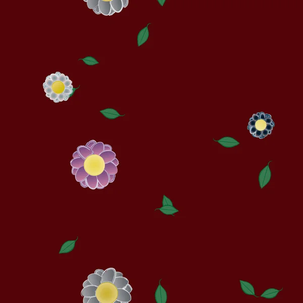 Fleurs Abstraites Avec Des Feuilles Motif Sans Couture Illustration Vectorielle — Image vectorielle