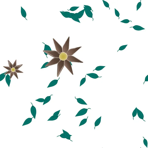 Fleurs Abstraites Avec Des Feuilles Motif Sans Couture Illustration Vectorielle — Image vectorielle