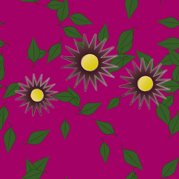 Fleurs Abstraites Avec Des Feuilles Motif Sans Couture Illustration Vectorielle — Image vectorielle