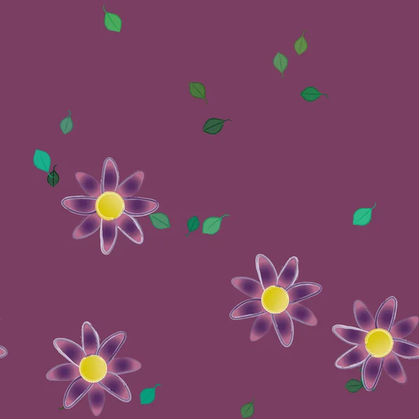 Flores Abstractas Con Hojas Patrón Sin Costura Ilustración Vectorial — Archivo Imágenes Vectoriales