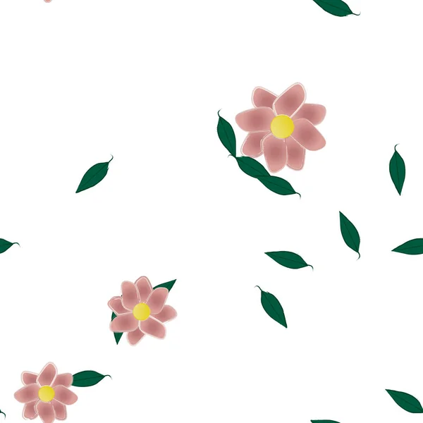 Composição Livre Com Flores Coloridas Simples Folhas Para Papel Parede — Vetor de Stock