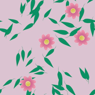 Yapraksız desenli soyut çiçekler, vektör illüstrasyonu