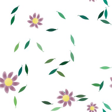 Yapraksız desenli soyut çiçekler, vektör illüstrasyonu