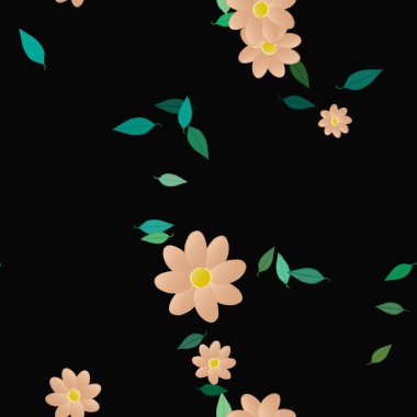 Yapraksız desenli soyut çiçekler, vektör illüstrasyonu