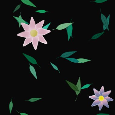 Yapraksız desenli soyut çiçekler, vektör illüstrasyonu