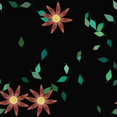 Yapraksız desenli soyut çiçekler, vektör illüstrasyonu