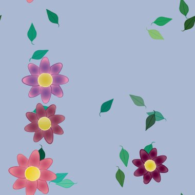 Yapraksız desenli soyut çiçekler, vektör illüstrasyonu