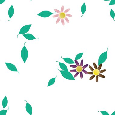 Yapraksız desenli soyut çiçekler, vektör illüstrasyonu