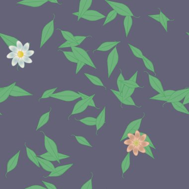 Yapraksız desenli soyut çiçekler, vektör illüstrasyonu