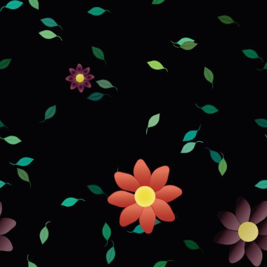 Yapraksız desenli soyut çiçekler, vektör illüstrasyonu