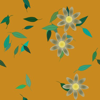 Yapraksız desenli soyut çiçekler, vektör illüstrasyonu