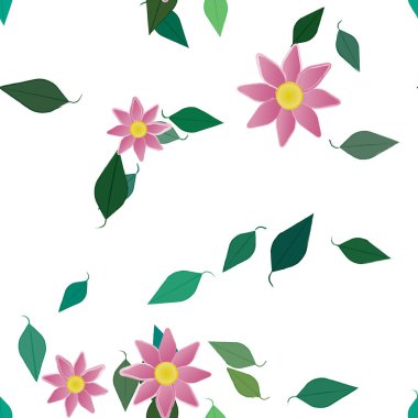 Yapraksız desenli soyut çiçekler, vektör illüstrasyonu