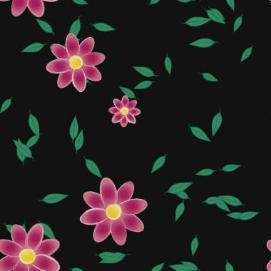 Yapraksız desenli soyut çiçekler, vektör illüstrasyonu