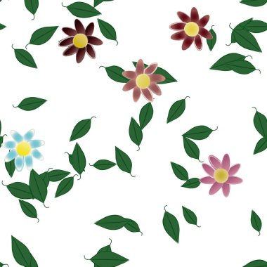 Yapraksız desenli soyut çiçekler, vektör illüstrasyonu