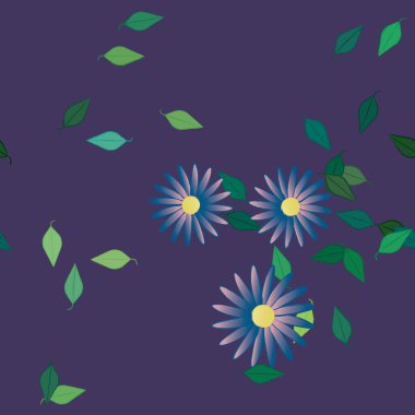 Yapraksız desenli soyut çiçekler, vektör illüstrasyonu