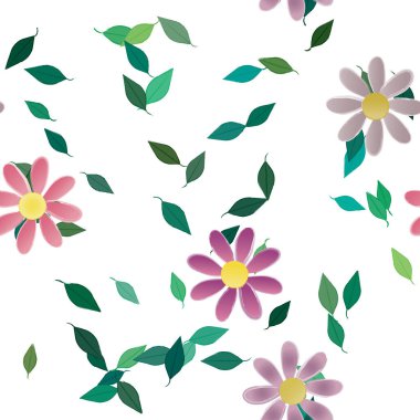 Yapraksız desenli soyut çiçekler, vektör illüstrasyonu