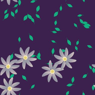 Yapraksız desenli soyut çiçekler, vektör illüstrasyonu