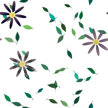 Yapraksız desenli soyut çiçekler, vektör illüstrasyonu