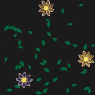 Yapraksız desenli soyut çiçekler, vektör illüstrasyonu