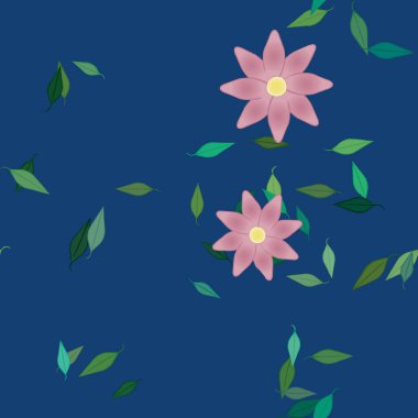 Yapraksız desenli soyut çiçekler, vektör illüstrasyonu