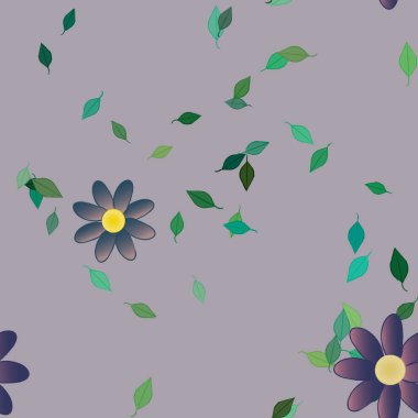 Yapraksız desenli soyut çiçekler, vektör illüstrasyonu