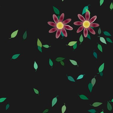 Yapraksız desenli soyut çiçekler, vektör illüstrasyonu