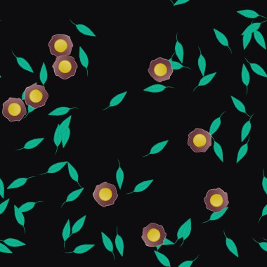 Yapraksız desenli soyut çiçekler, vektör illüstrasyonu