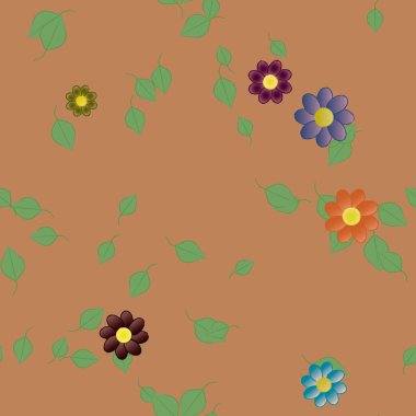 Yapraksız desenli soyut çiçekler, vektör illüstrasyonu