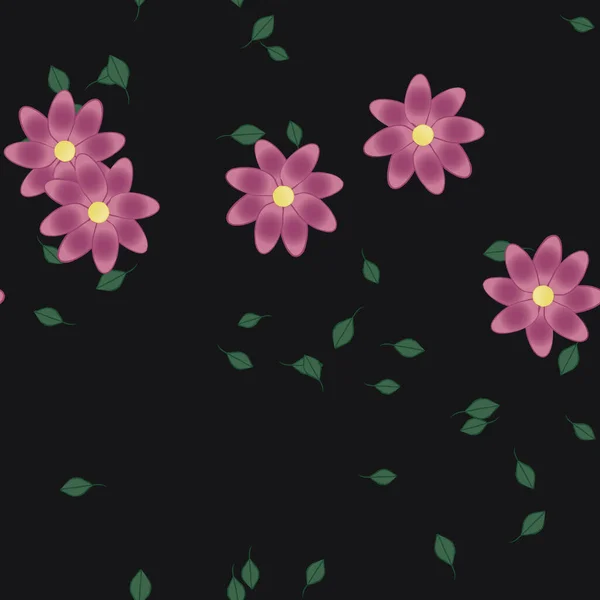 Fleurs Abstraites Avec Des Feuilles Motif Sans Couture Illustration Vectorielle — Image vectorielle