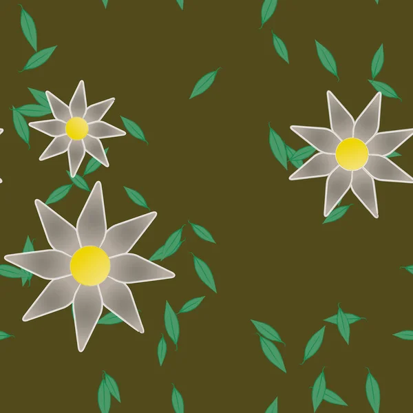 Fleurs Abstraites Avec Des Feuilles Motif Sans Couture Illustration Vectorielle — Image vectorielle