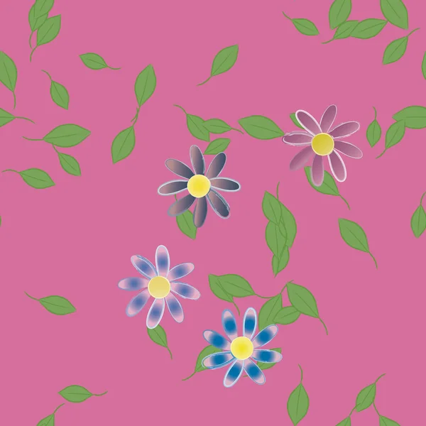 Fleurs Abstraites Avec Des Feuilles Motif Sans Couture Illustration Vectorielle — Image vectorielle