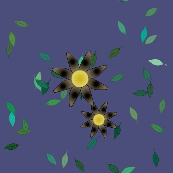 Fleurs Abstraites Avec Des Feuilles Motif Sans Couture Illustration Vectorielle — Image vectorielle