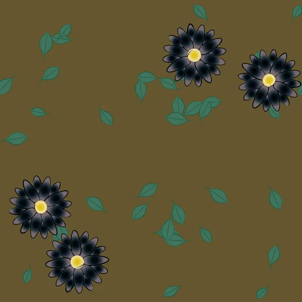 Fleurs Abstraites Avec Des Feuilles Motif Sans Couture Illustration Vectorielle — Image vectorielle