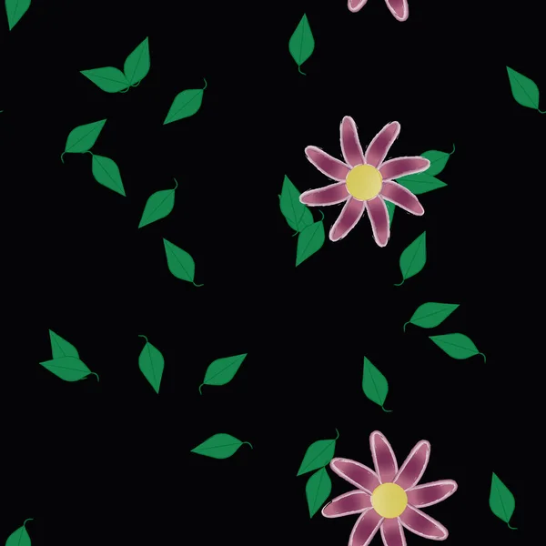 Composição Livre Com Flores Coloridas Simples Folhas Para Papel Parede — Vetor de Stock