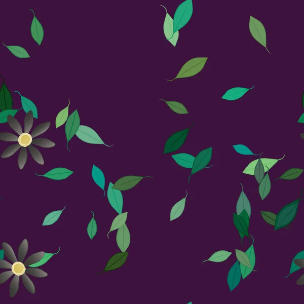 Flores Abstractas Con Hojas Patrón Sin Costura Ilustración Vectorial — Archivo Imágenes Vectoriales