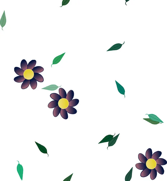 Värillinen Kukkia Lehtiä Tausta — vektorikuva