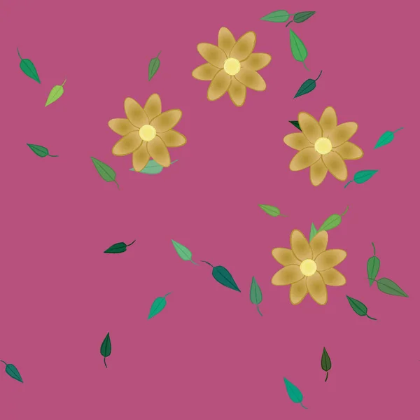 Fleurs Abstraites Avec Des Feuilles Motif Sans Couture Illustration Vectorielle — Image vectorielle