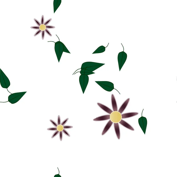 Farbige Blumen Und Blätter Hintergrund — Stockvektor