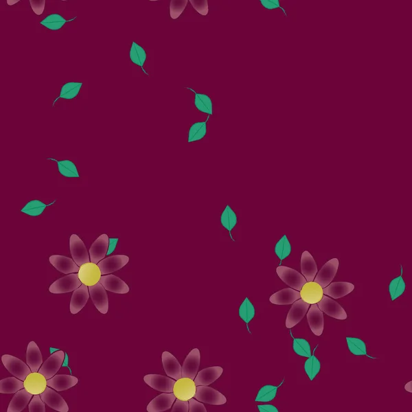 Flores Abstractas Con Hojas Patrón Sin Costura Ilustración Vectorial — Vector de stock