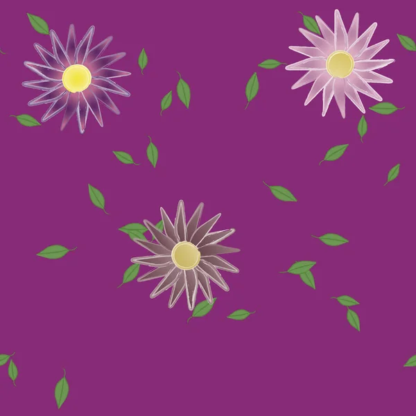 Abstrakta Blommor Med Blad Sömlös Mönster Vektor Illustration — Stock vektor