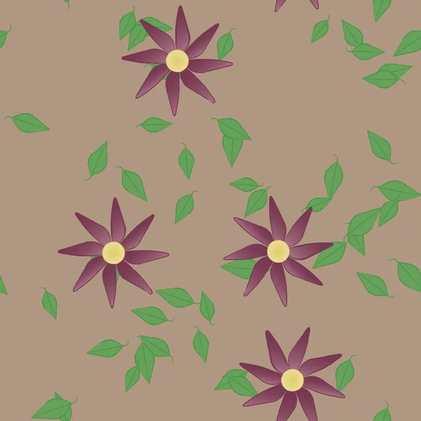 Fleurs Abstraites Avec Des Feuilles Motif Sans Couture Illustration Vectorielle — Image vectorielle