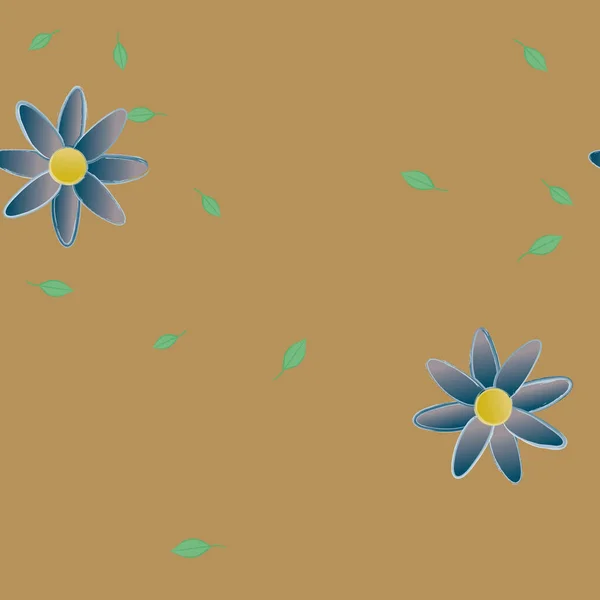 Flores Abstractas Con Hojas Patrón Sin Costura Ilustración Vectorial — Vector de stock