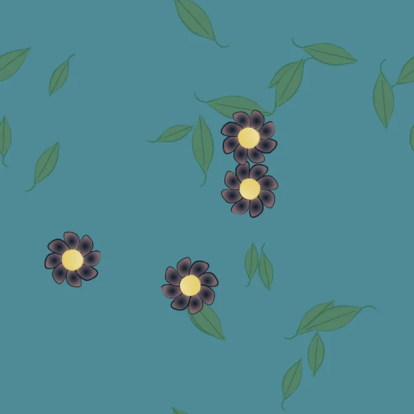 Fleurs Simples Avec Des Feuilles Vertes Composition Libre Illustration Vectorielle — Image vectorielle