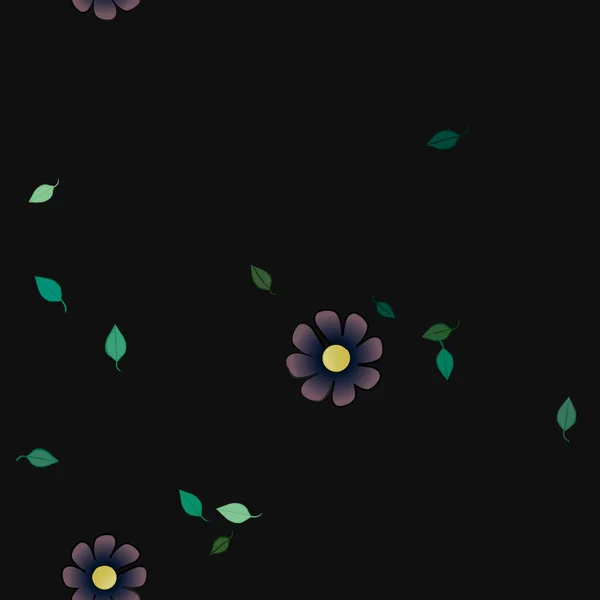 Flores Abstractas Con Hojas Patrón Sin Costura Ilustración Vectorial — Vector de stock