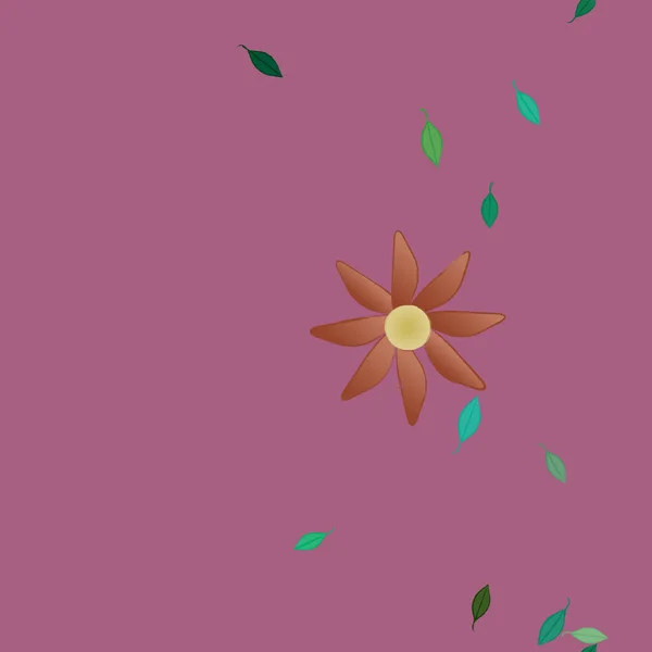 Flores Abstractas Con Hojas Patrón Sin Costura Ilustración Vectorial — Archivo Imágenes Vectoriales